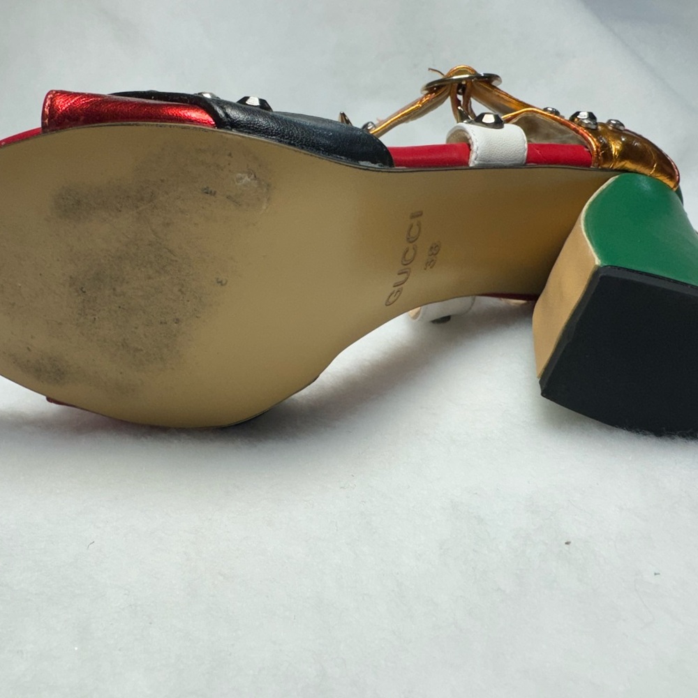 Gucci Red, Green, and Gold Spiked Heels - Picture 6 of 13